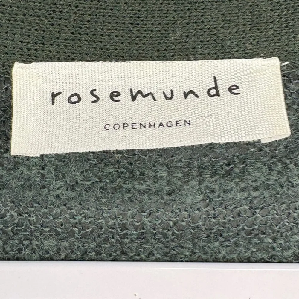 Rosemunde Copenhagen Wool Blend Longline Cardigan Sweater Green Striped Size M